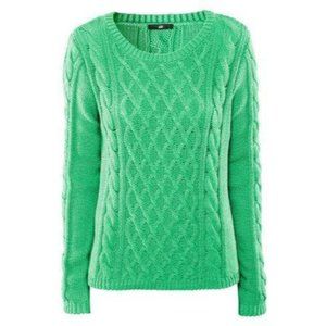 H&M Chunky Cable Knit Sweater Bright Mint Green